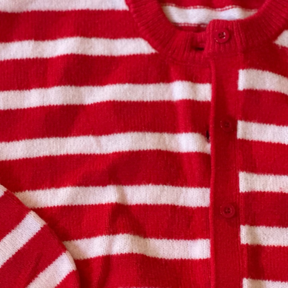 Daily Drills cardigan Red and pale pink Striped Cardigan - Picture 5 of 7